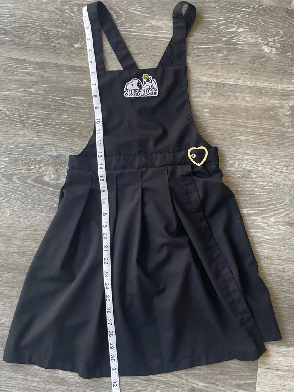 Justice Snoopy Woodstock Black Jumper Dress Girls L 12/14 Pleated Pinafore Y2K